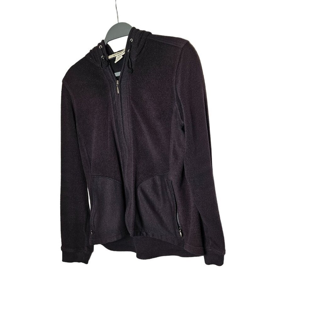 ExOfficio Womens Hooded Jacket M‎ Black Polyester Wool Blend Full Zip Exo Dri
